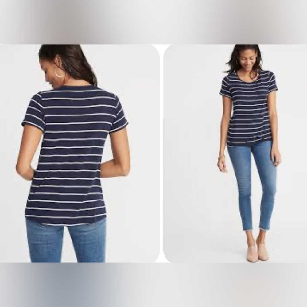 Old Navy maternity Blue and White breast fitting Short Sleeve Tee - Picture 1 of 3